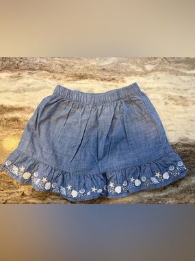 Gymboree Kids Girls NWOT Blue Skirt w/ Seashells - Size 7